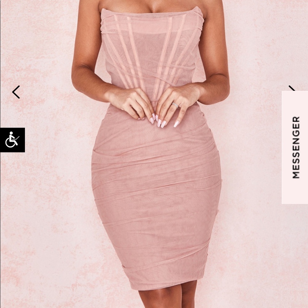 HOUSE OF CB - LEILA BLUSH MESH CORSET DRESS